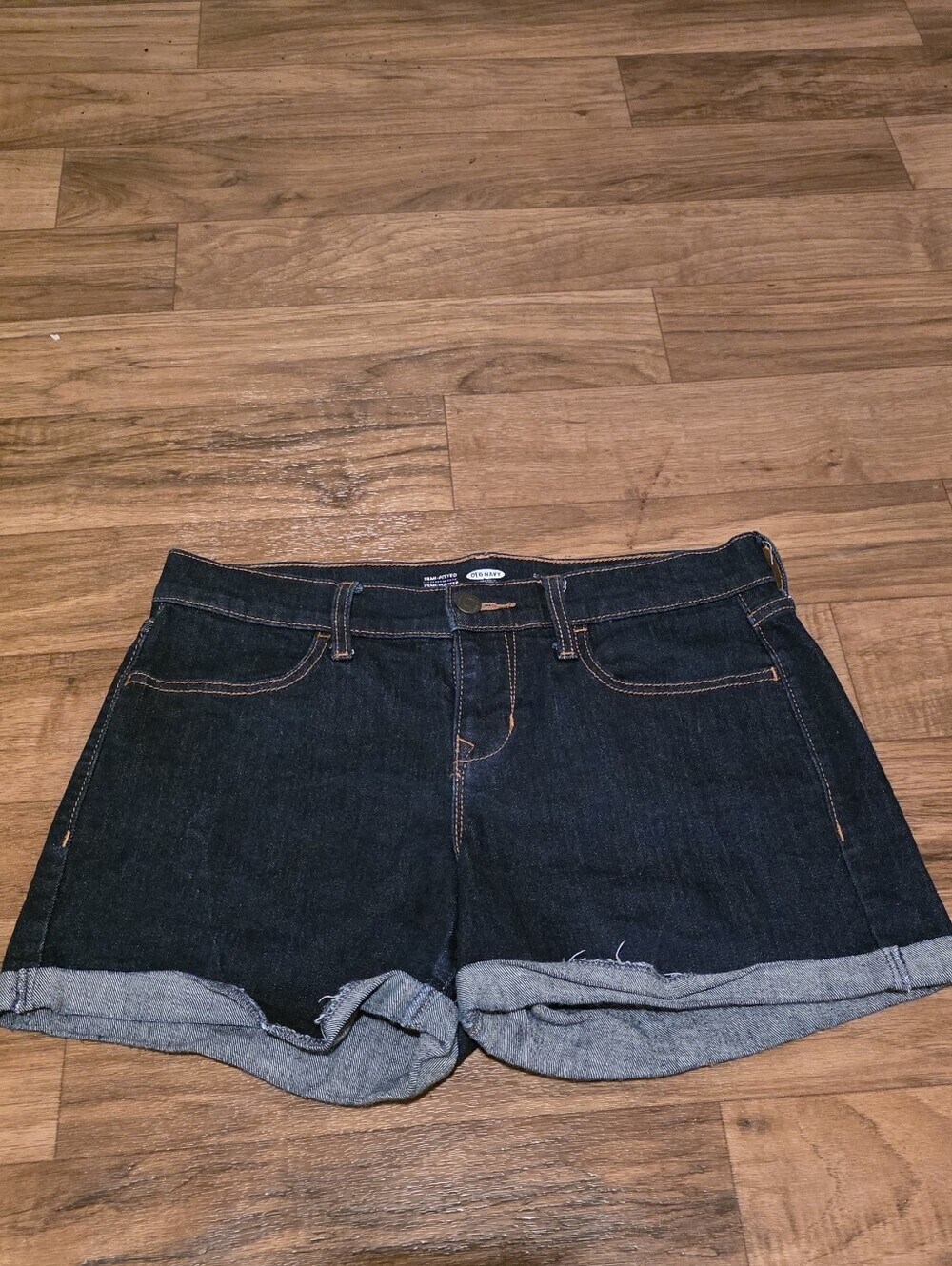 Dark Indigo Rolled-Hem Women's Denim Shorts